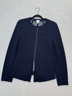 Armani Collezioni Navy Zip-Front Tailored Jacket